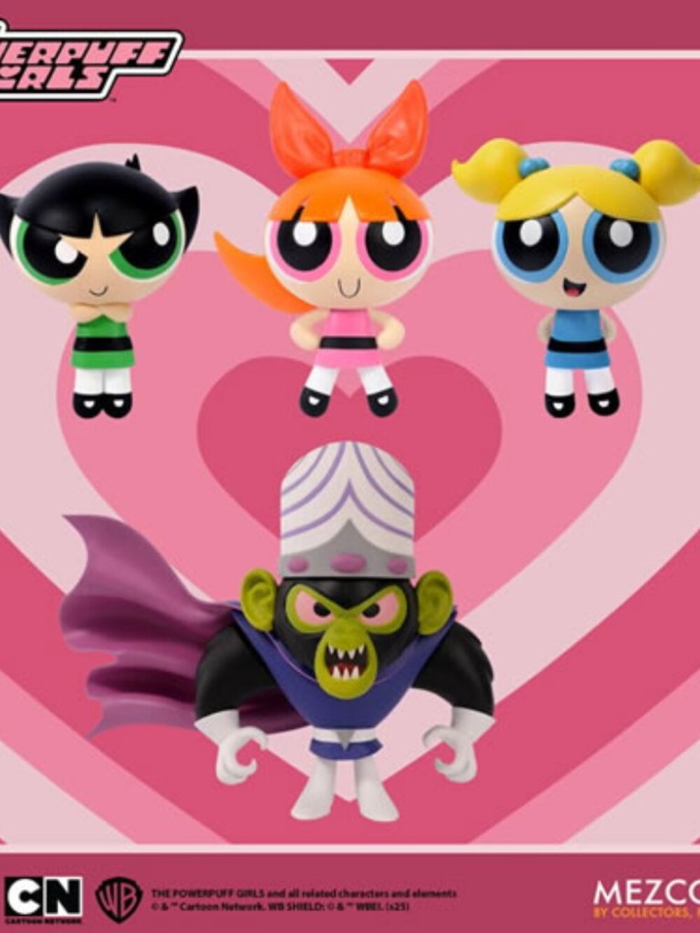 Mezco Toyz 5 Points Figures Powerpuff Girls 3.75" 4 Piece Deluxe Complete Set